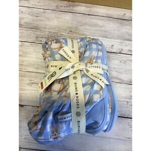 BUMS & ROSES Blue Bunny Print Baby Swaddle/Blanket Set